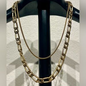Vintage Gold Tone Two-Tiered Chain Necklace